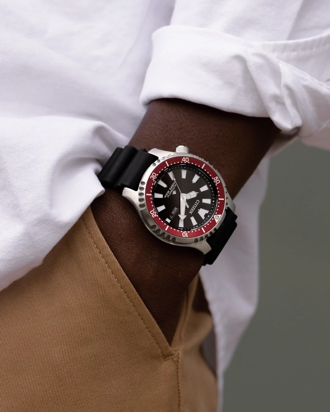 テヌイシマ Promaster Dive Automatic Black Dial Polyurethane Strap NY0156-04E